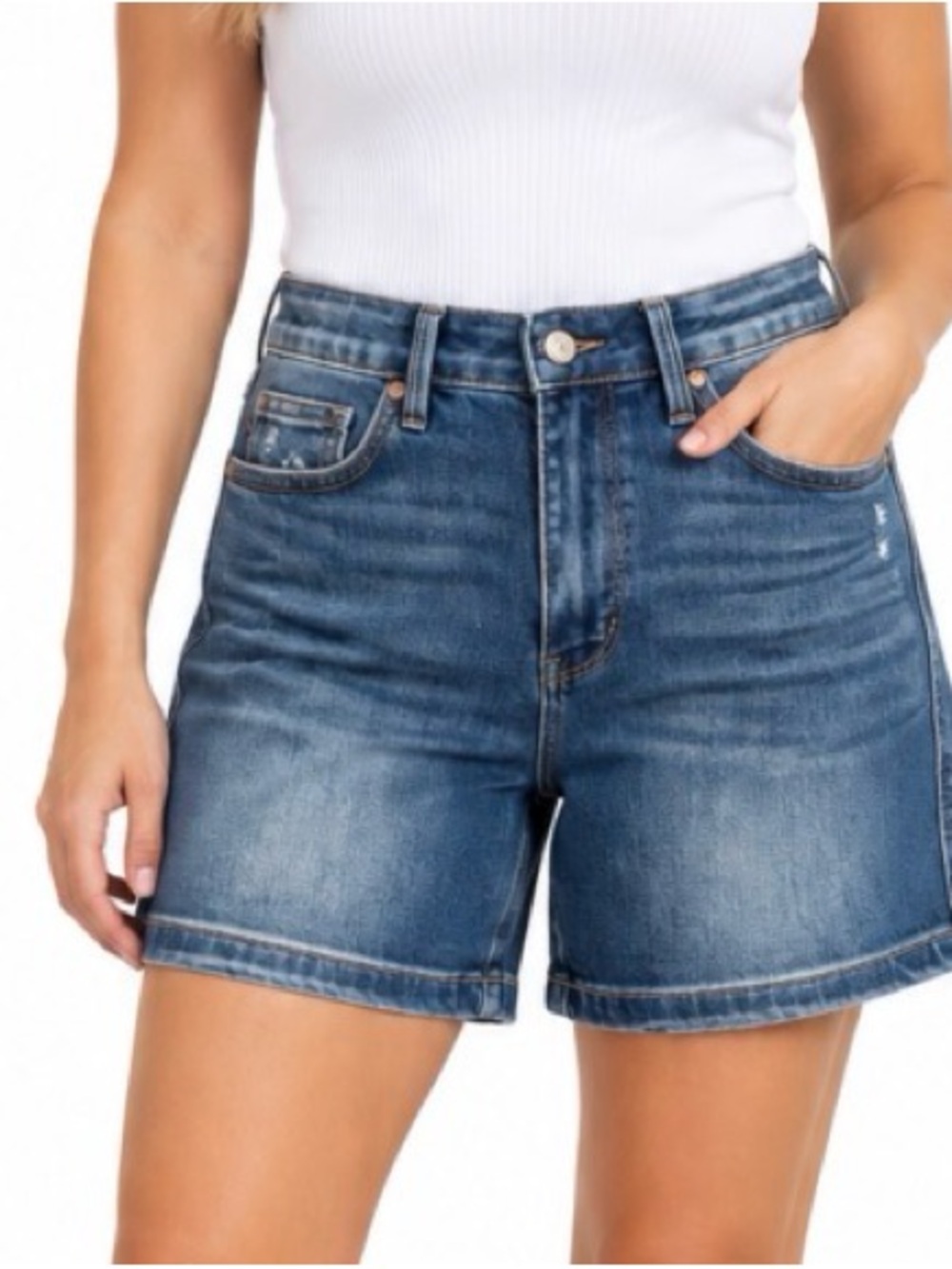 Judy Blue Mid-Rise Dark Blue Denim Bermuda Shorts SZ MD